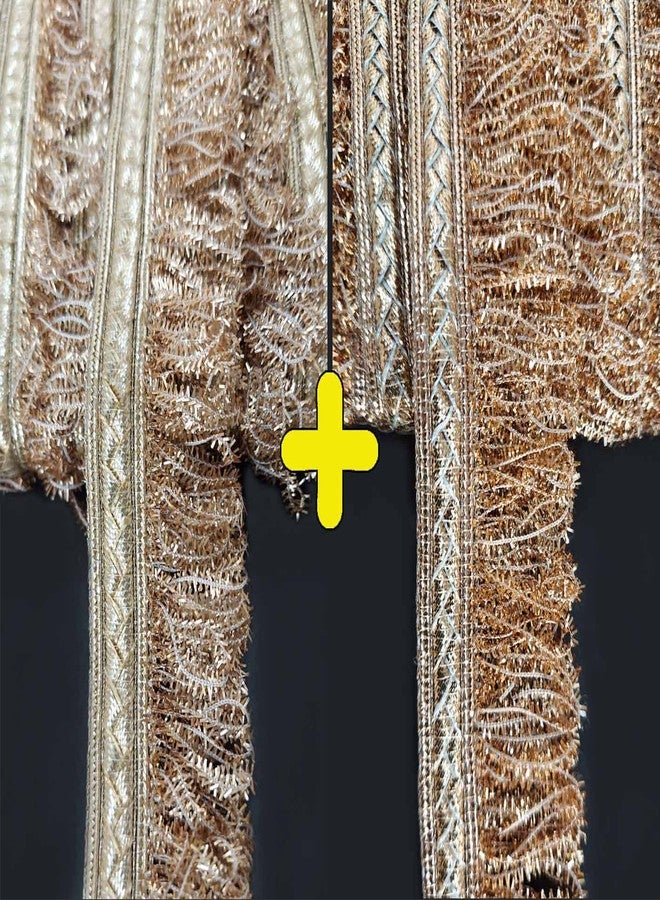 Mezin 1.25 Inch Fulzar Fringes Tassel Decorative Lace Trimmings Ribbon Festival Bridal Dupatta Lehenga, Saree, Anarkali, Indian Sari Border (Pearl Mate + Rose Gold) - Image 1
